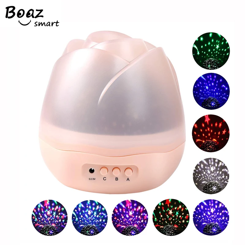 

BOAZ Ocean Starry Sky 360° Rotation Projector Night Light 8 Colors LED Laser Night Lights Gift for Kids Children living Bedroom