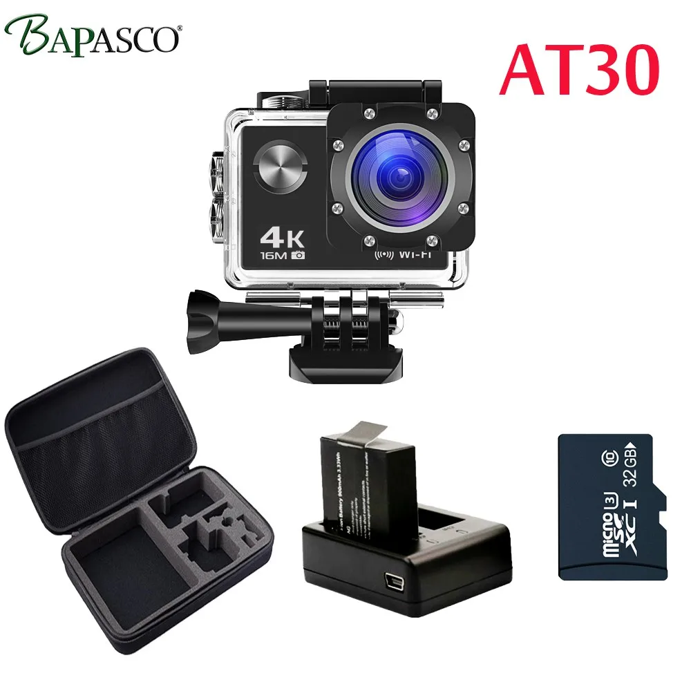 AT30 Package 5 BAPASCO AT30R Спортивная камера ultra HD 4 K/30fps WiFi 2," 170D подводный водонепроницаемый шлем видео экшн-камера sports - Цвет: AT30 Package 5