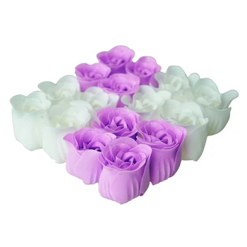 

16 Pcs Handmade Rose Scented Bath Soap Petals White Purple