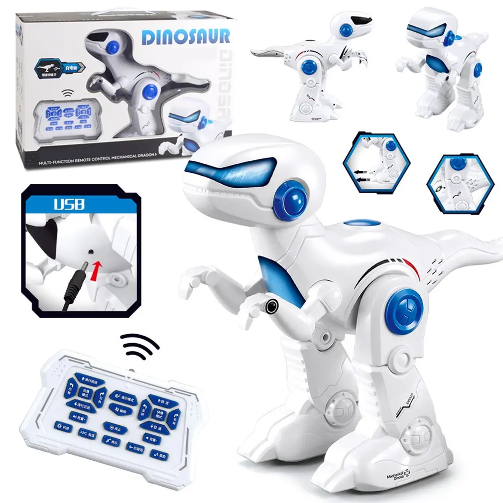 

T16 Dinosaur Intelligent Remote Control Model RC Robot With Music Light Walking Programming Function Electric kids toy