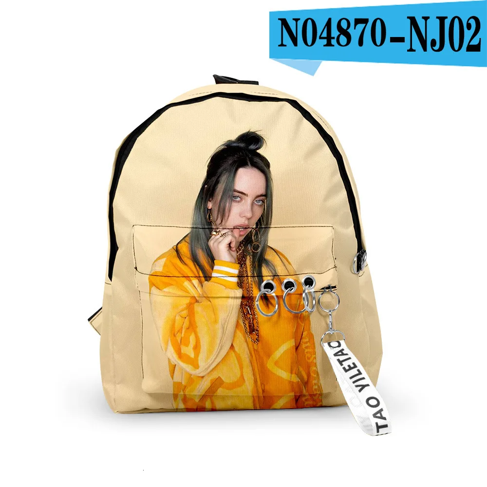 3d billie Eilish рюкзак оба плеча посылка для мужчин и женщин посылка Ткань Оксфорд школьная сумка - Цвет: H