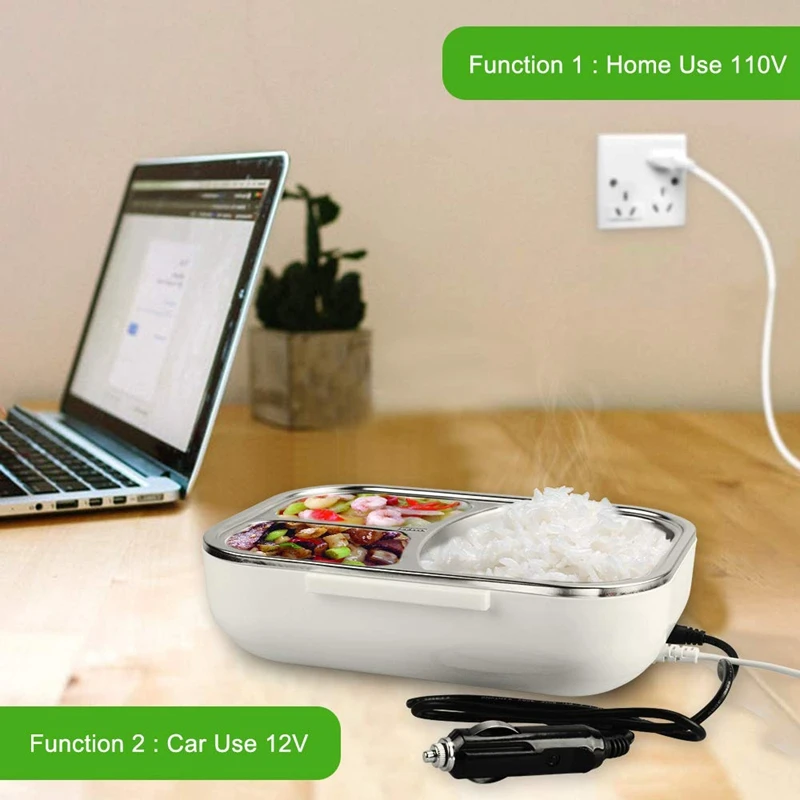 

Portable Electric Lunch Box Car with 12V Household Electric Heater with Detachable Stainless Steel Container Food Heater EU Plug