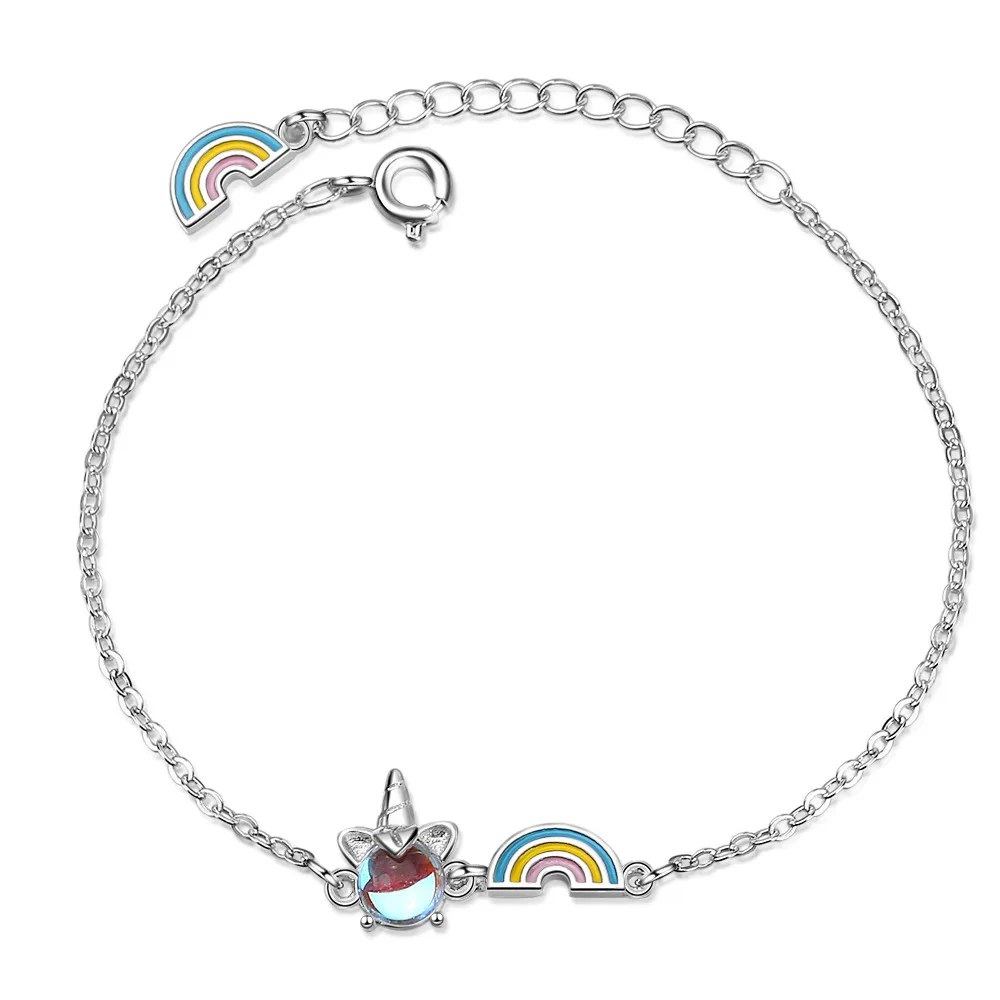 

Colorful Unicorn Rainbow Bracelet Net Celebrity Niche Personality Fashion Design Sense Student Colorful Moonstone Jewelry