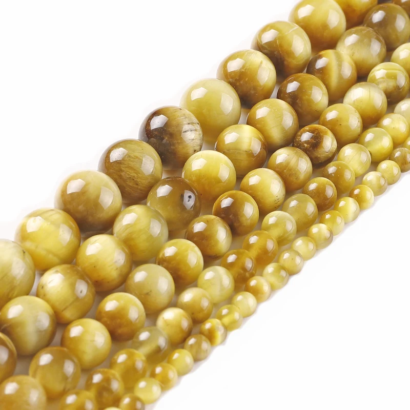Fctory Price Natural Stone Gold Tiger Eye Agat Loose Round Beads 15&quot Strand 4 6 8 10 12 14MM Pick Size DIY charms Bracelet | Украшения