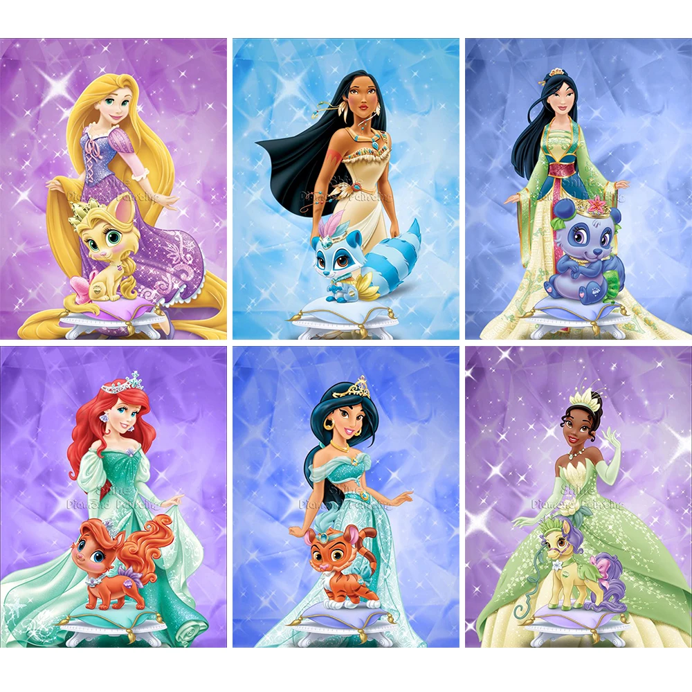 Disney 5D DIY Diamond Embroidery Full Display Cartoon princess Diamond  Painting Square/Round Rhinestones Decor Art