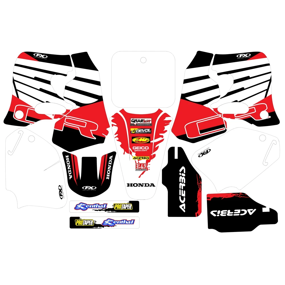 

New Full Graphics Decals Stickers Custom Number Name 3M Bright Stickers Waterproof For HONDA CR125 CR250 1993 1994