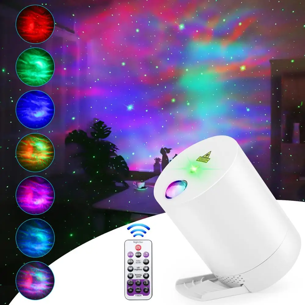 Night-Light Projector Bedside-Lamp Remote-Control Rotating Bedroom Led-Star Music Bluetooth