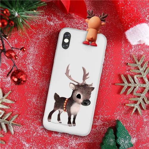Style 2 Рождественский мультяшный 3D чехол для телефона с оленем для iPhone 11 Pro Max XR XS Max X 7 8 6 6S Plus милый силиконовый матовый красный чехол с медведем - Цвет: Style 2