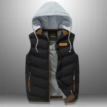 Мужской жилет Осень Зима Повседневная мужская куртка без рукавов теплые пуховые жилеты жилет с капюшоном Мужские топы толстовки Chalecos Homme