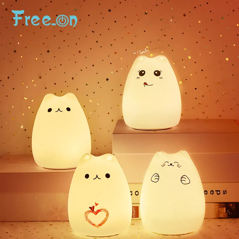 Free on Silicone Touch Sensor LED Night Light For Children Baby Kids Gift 7 Colors 2