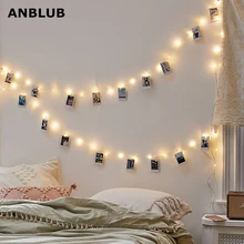 ANBLUB 1 м, 2 м, 5 м, 10 м, светодиодный зажим для фото, гирлянда, гирлянда, на батарейках, для наружной рождественской вечеринки, свадебного украшения