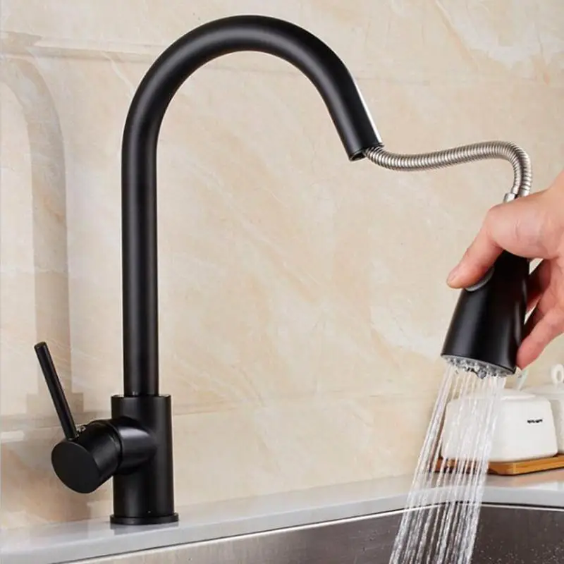  Tap Pull Out Brushed Nickel Stream Rotation Swivel Sink Single Hole Durable Mixer Kitchen Faucet Sp - 4000040019055