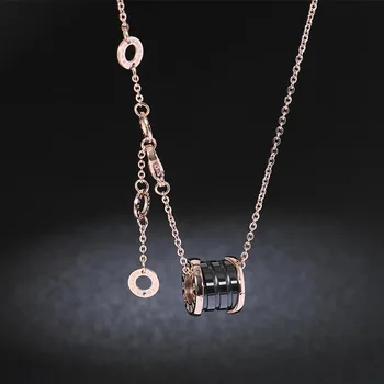 

OUFEI Ceramic Necklace Pendant Rose Gold Necklace Stainless Steel Sweater Chain Black & White Ceramic Necklace Jewelry Wholesale