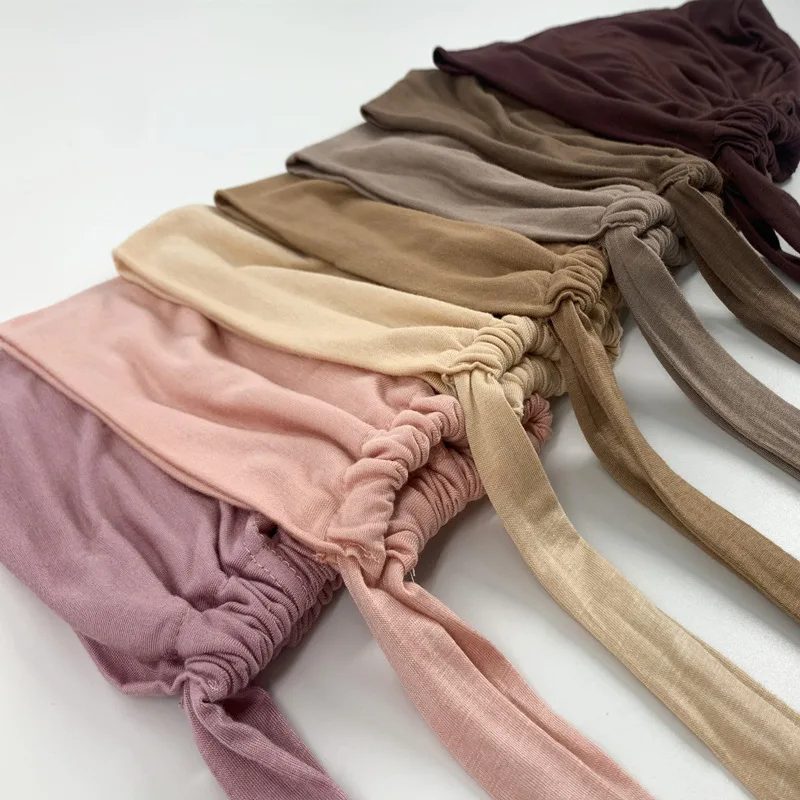 Muslim Women Elastic Tie Back Inner Hijab Caps Cotton Jersey Stretch Underscarf Modal Bonnet Headwrap Turbante Mujer Muslim Women Elastic Tie Back Inner Hijab Caps Cotton Jersey Stretch Underscarf Modal Bonnet Headwrap Turbante Mujer