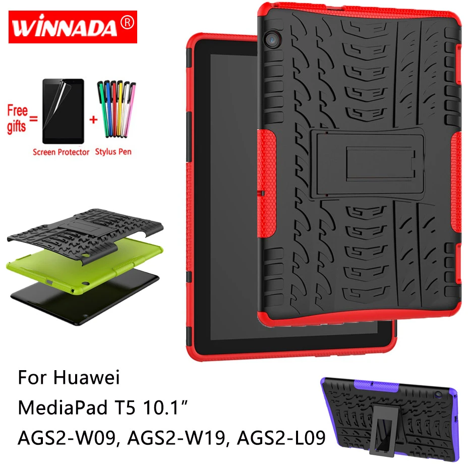 Custodia Antiurto Dual Layer Per Huawei MediaPad T5 10 Pollici 2018 – Con Clip Da Cintura E Cavalletto – Colore Verde