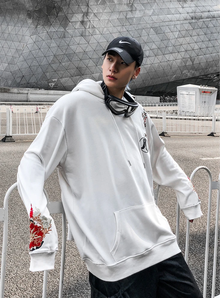 LAPPSTER негабаритных Embrodery Rabbit Harajuku толстовки с капюшоном мужские осенние уличные толстовки с капюшоном Пара женское худи