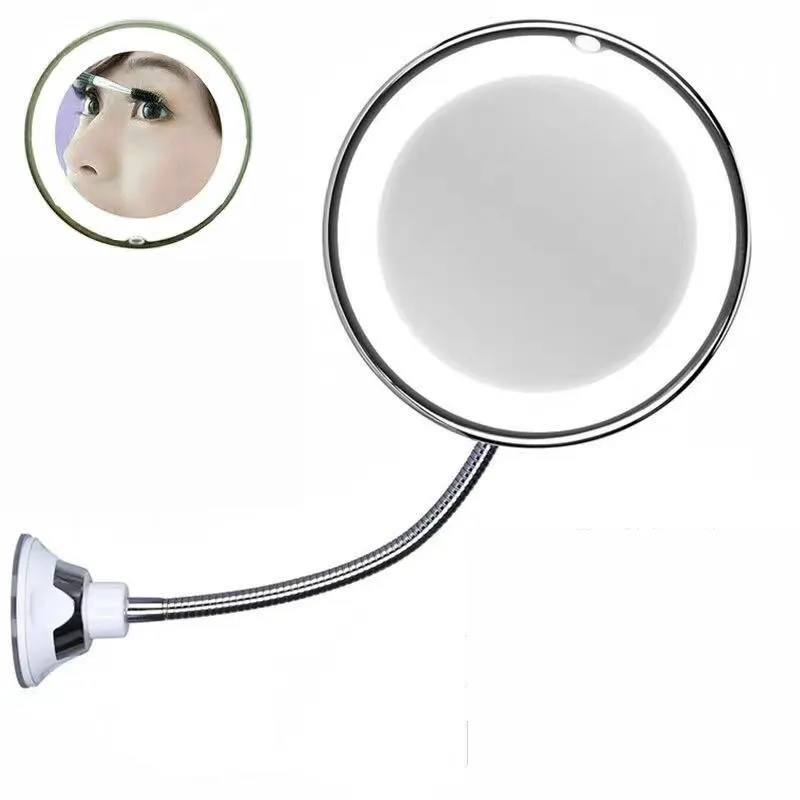 Billig Wand Montiert Beleuchteten Make Up Spiegel 10X Vergrößerungs LED Spiegel 360 Rotation Bad Kosmetik Rasieren Spiegel Batterie   USB Power