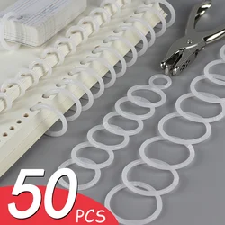 Anneau de reliure en plastique, 50 pièces, anneau de reliure ample, anneau perforateur, boucle de reliure amovible, pour ordinateur portable 