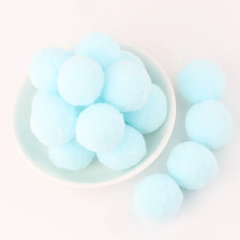 Мини Помпон пушистый мягкие помпоны шар светло-голубой помпон помпоны мануалидады клей на ткань аксессуары 8 мм до 30 мм
