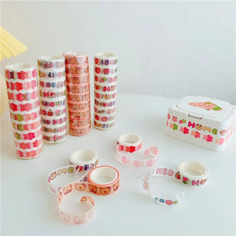 

Korean Ins Cute Cartoon Bear Washi Tape 5m Colorful Masking Tape Note Card Sealing Sticker Diy Decorative Tape Kawaii Stationery