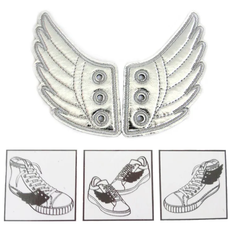 1 Pair New Glitter Silver Shoe Wings Accessory Skates Sneakers Shoe Decorations for Kids Ornament Daily Style Adult Accessories