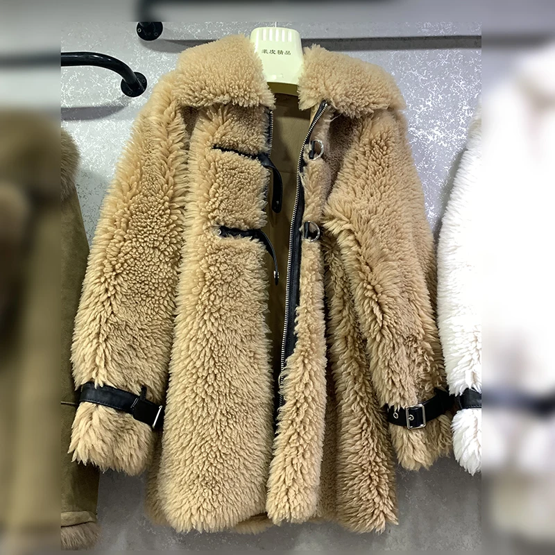 CAMEL Rf1959, новинка, настоящая Исландская овечья овчина, пальто, супер теплая, Авиатор, модная, натуральная овчина, Меховая куртка, на молнии, натуральная овчина, пальто - Цвет: CAMEL