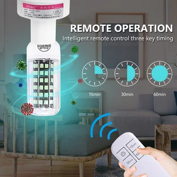 

E27 UVC Ultraviolet UV Light Corn Bulb Disinfection Lamp Ozone Sterilization Mites Lights Germicidal Lamp Bulb Remote Control