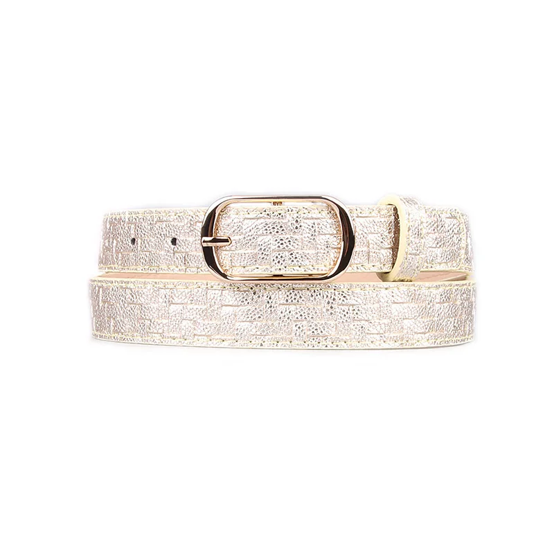 gold ri buckle Женский модный пояс из искусственной кожи, квадратный сплав, пряжка на талии, женский пояс с узором, для джинсов, брюк, золотой пояс Z20 - Цвет: gold ri buckle