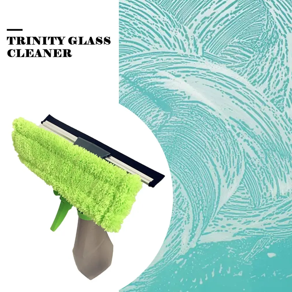 3-In-1 Window Cleaner Tool Multipurpose Spray Window Glass Wiper Brush Scraper Squeegee Home Cleaning Tool