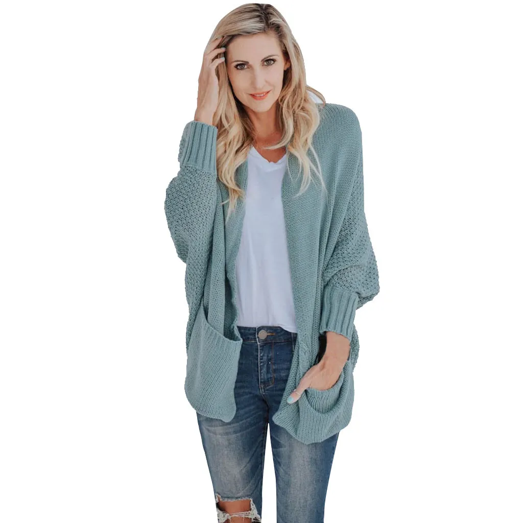 sweater women Warm Bat Sleeve Large Size Long Knit Cardigan Sweater Open Stitch Sweater sweater women sueter mujer invierno 2019