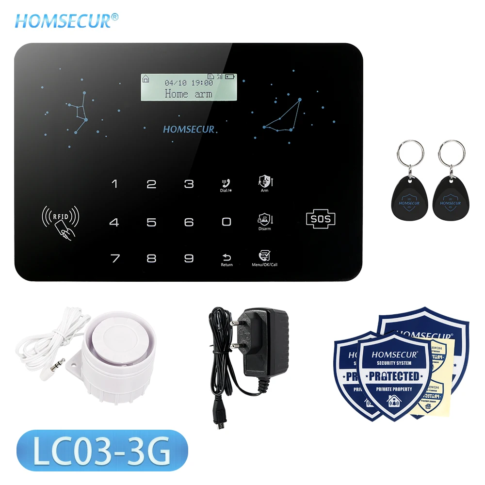 HOMSECUR беспроводный & Проводной ЖК дисплей 3G/GSM/PSTN SMS с автодозвоном домашняя