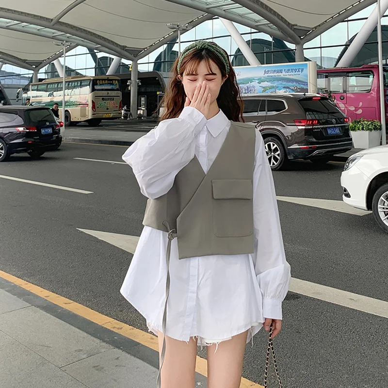 Fashion Shirt Suit Women's Spring And Autumn 2021 New Small Vest Two-piece Set | Женская одежда