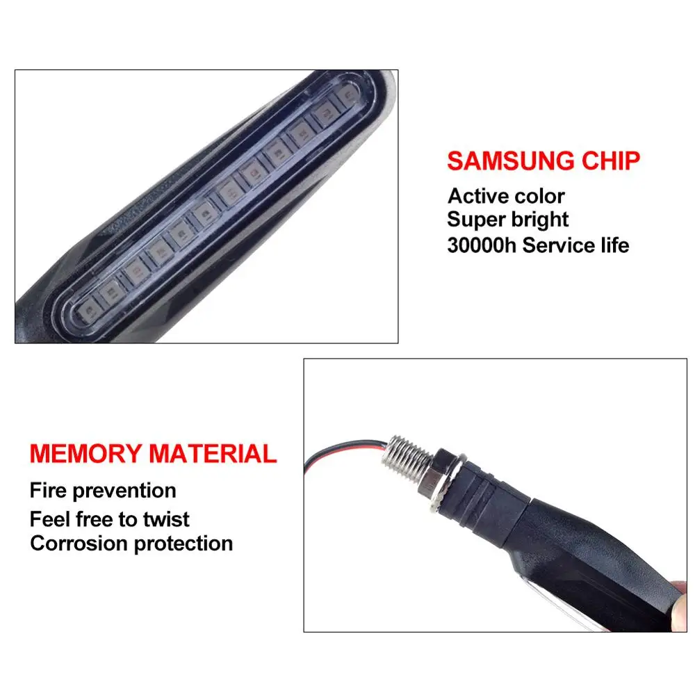 1/2/4 шт. мотоциклетные поворота светильник фонарь стоп-сигнала "бегущая вода" светильник ing желтый светильник светодиодный мерцания Гибкие светодиодные индикаторы на грузовиках проблесковый маячок
