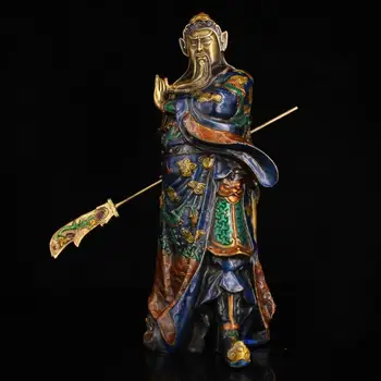 

wedding Chinese Collection Collect old pure copper and create cloisonne Guan Guan Yu statue by hand Door God Loyalty