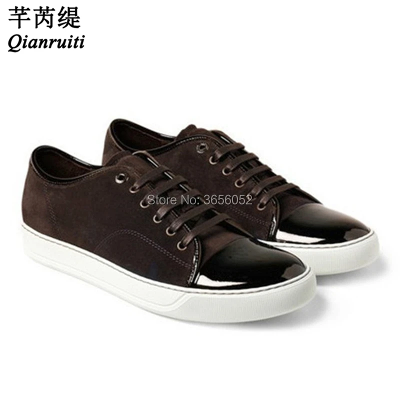 

Qianruiti Spring Men's Casual Shoes Fashion Lace Up Tenis Shoes Low Top Patchwork Runway Shoes Men Sneakers Chaussures Hommes