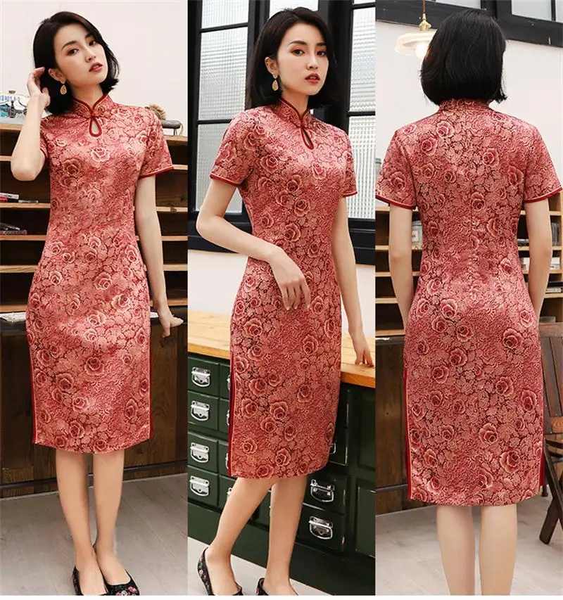 Элегантное Ретро женское традиционное китайское платье Ципао с принтом Cheongsam Плюс Размер M-4XL - Цвет: 2360