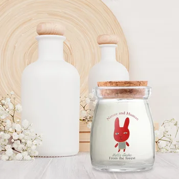 

6PCS Lovely Glass Durable Storage Bottles for Milk Cooking Home Yogurt