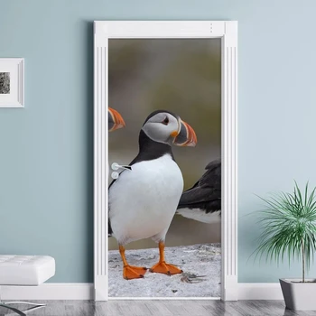 

Door Stickers Home Decor Renew PVC Mural Paper Print Art Picture Self Adhesive Lovely Puffin Waterproof Wallpaper For Bedroom