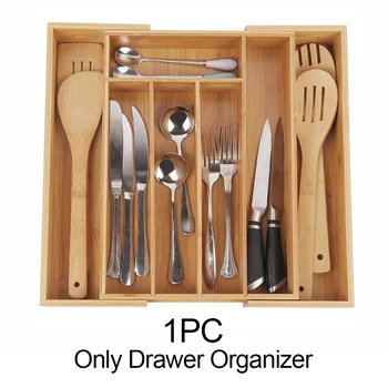 

Storage Box Expandable Practical Home Supplies Cutlery Tray Bamboo Multifunction Tableware Drawer Organizer Compartment