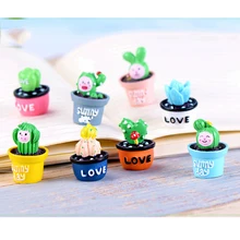 Мини Искусственные растения кактусы набор из 4 милые смолы стол кактус статуя фея сад Декор микро пейзаж милый Декор