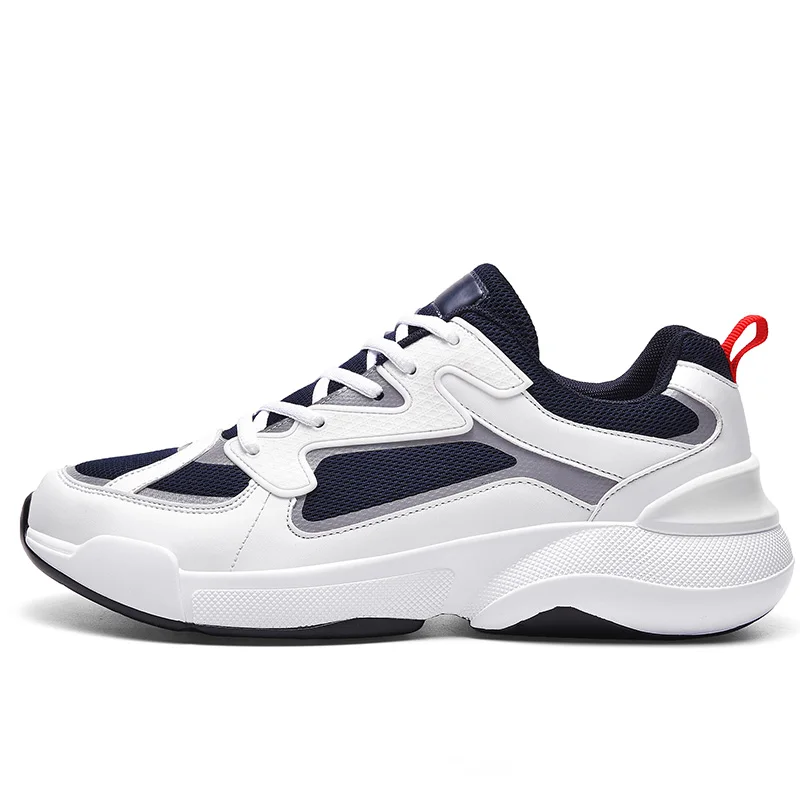 Зимняя обувь; мужские кроссовки на платформе; Мужская дышащая обувь; белая повседневная обувь на плоской подошве; удобная прогулочная обувь; Tenis Masculi - Цвет: White blue 0598