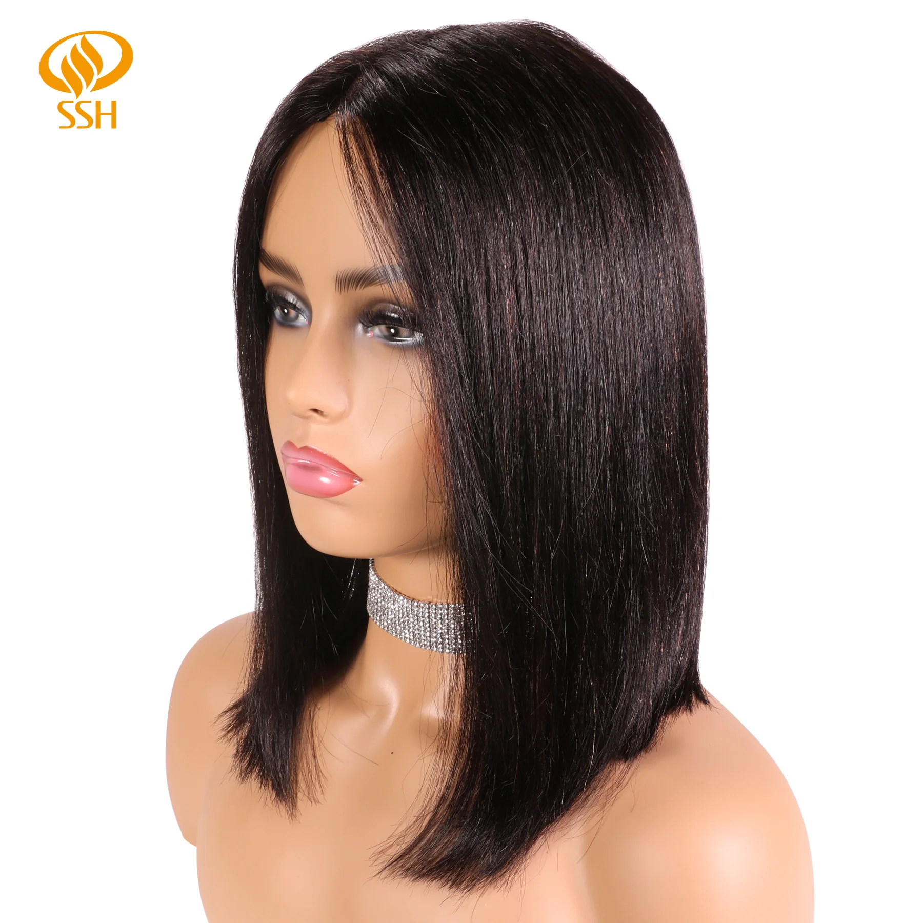 SSH Мода бразильский парик короткий Боб прямые кружевные человеческие волосы парики T часть не Реми волосы парик для черных женщин