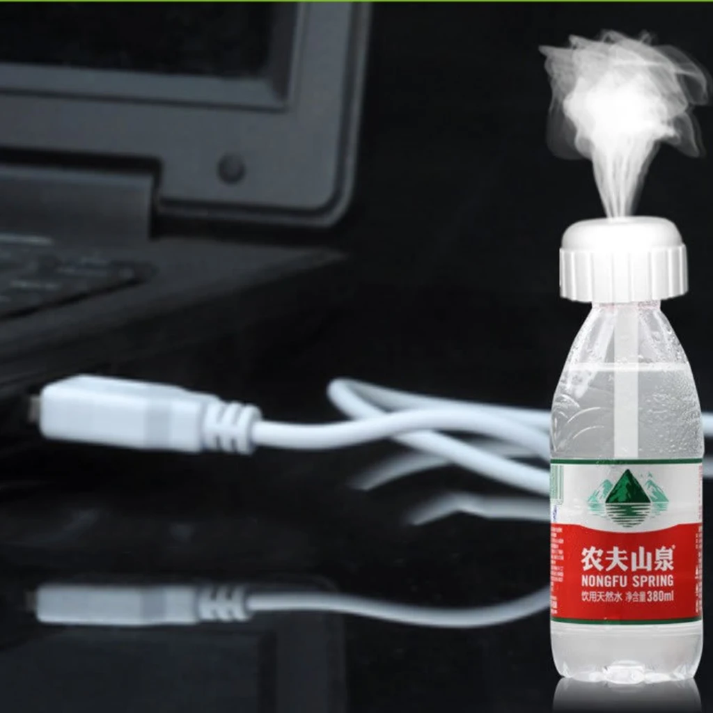 5.3cm USB Car mini Water Bottle Cap Shape Humidifier Air Diffuser White