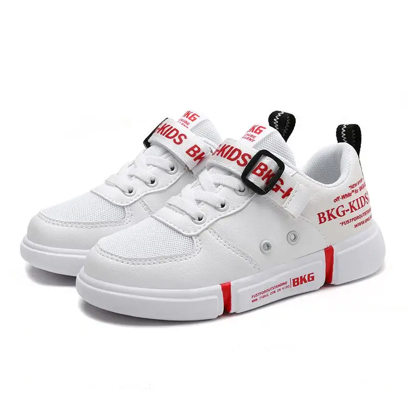 White Red 7332 Г. Осенняя детская обувь с высоким берцем модная обувь для мальчиков и девочек с толстой подошвой и надписями тонкие ботинки пяти цветов - Цвет: White Red 7332