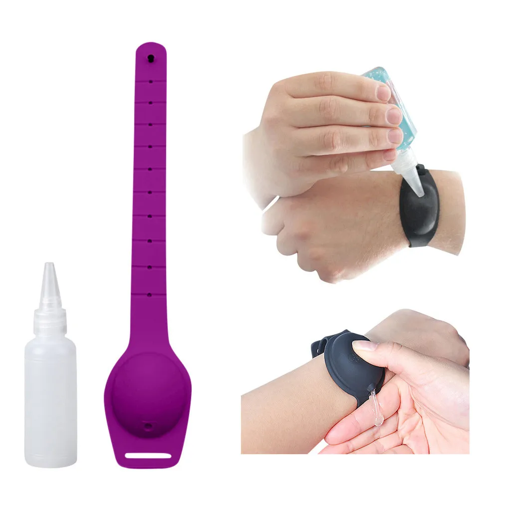 

Hand Sanitizer Bracelet Dispensing Silicone Sanitizer Dispenser Bracelet Wristband Wearable Hand Pumps Disinfectant 2020 New