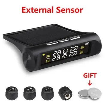 

Smart Auto Tpms Tire Pressure Monitoring System Solar Power Digital Lcd Display Car Alarm Systems Tire Pressure Detector