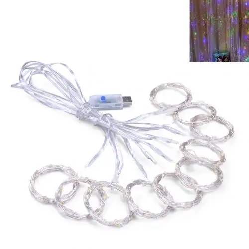 Four Colors USB пульт дистанционного управления 8 режимов Светодиодный занавес сказочные струны огни Рождество День рождения вечеринка Свадьба дом спальня сад занавески украшения - Цвет: Four Colors