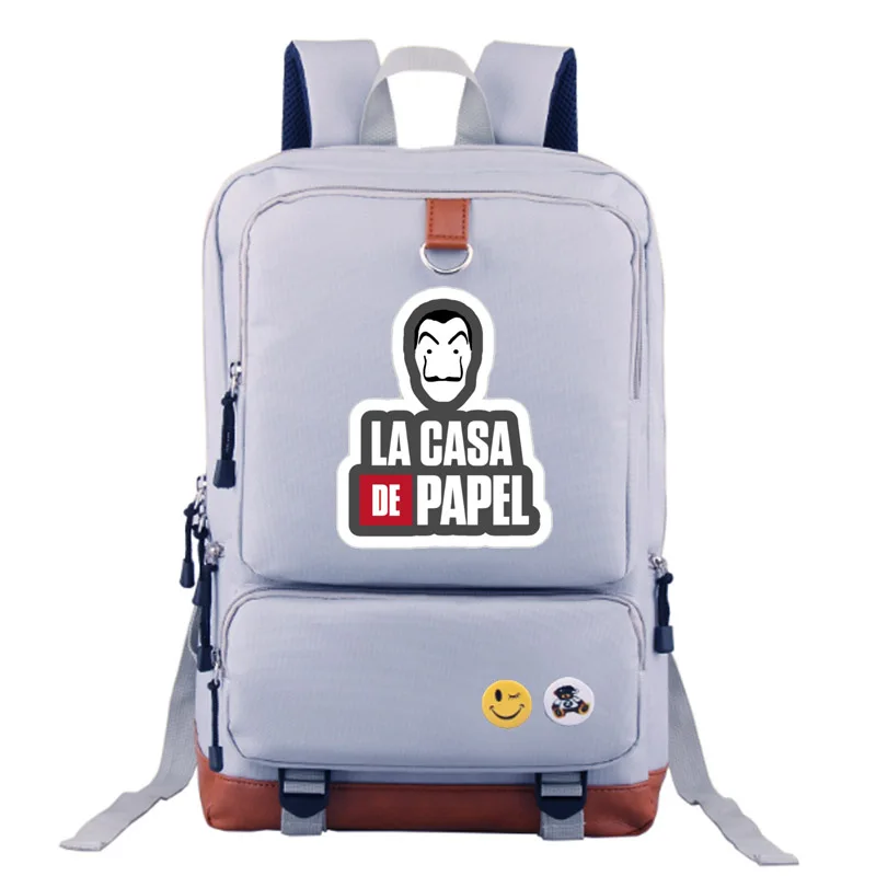 style3 Gray La Casa de Papel школьная сумка светящийся в темноте рюкзак студенческий школьный рюкзак ноутбук рюкзак повседневный рюкзак - Цвет: style3 Gray