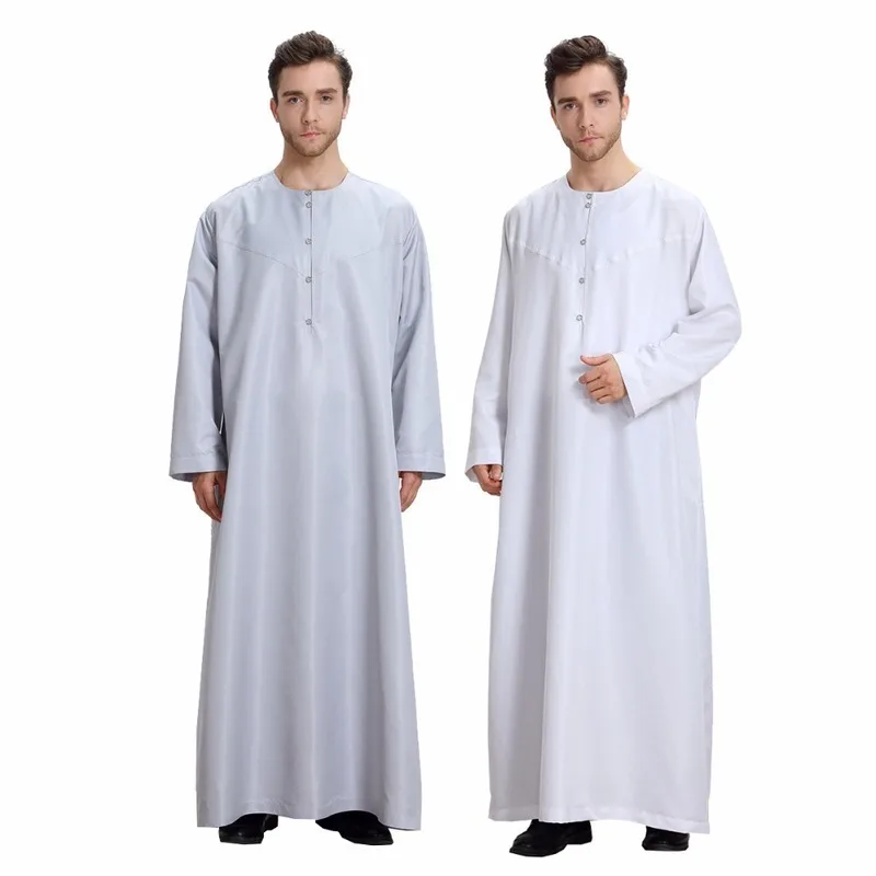 

Islamic Men's Clothing Abaya Robe Long Sleeve Muslim Jubba Thobe Loose Shirt Dress Jilbab Moslem Middle East Kaftan Dubai Arab