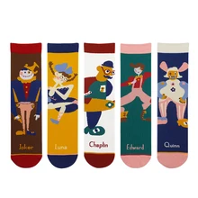 5 пар в партии, женские повседневные носки, забавные носки из хлопка высокого качества с рисунком